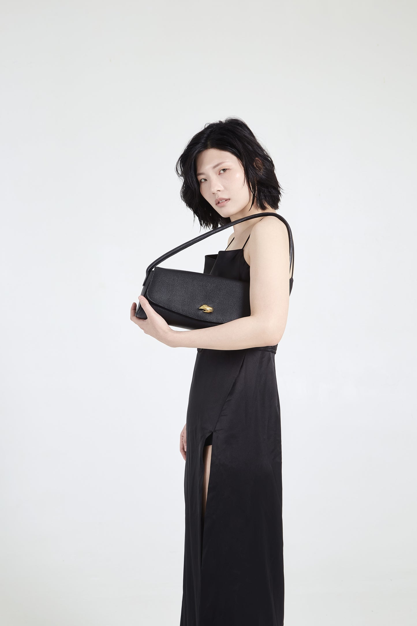 Cannoli M Black Leather Bag