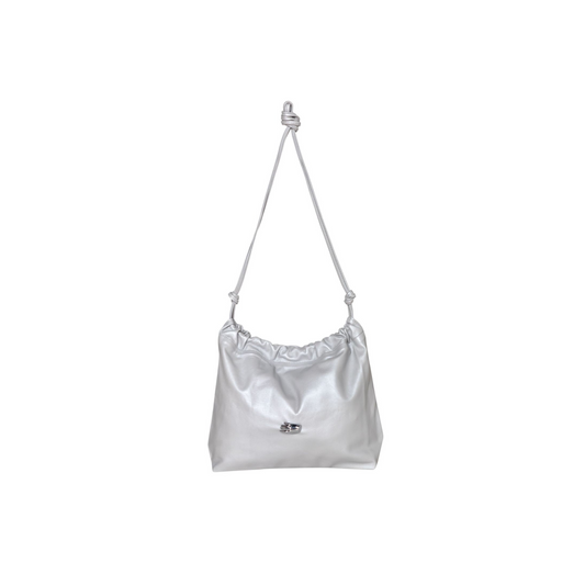 Le Sac M Silver Leather Bag