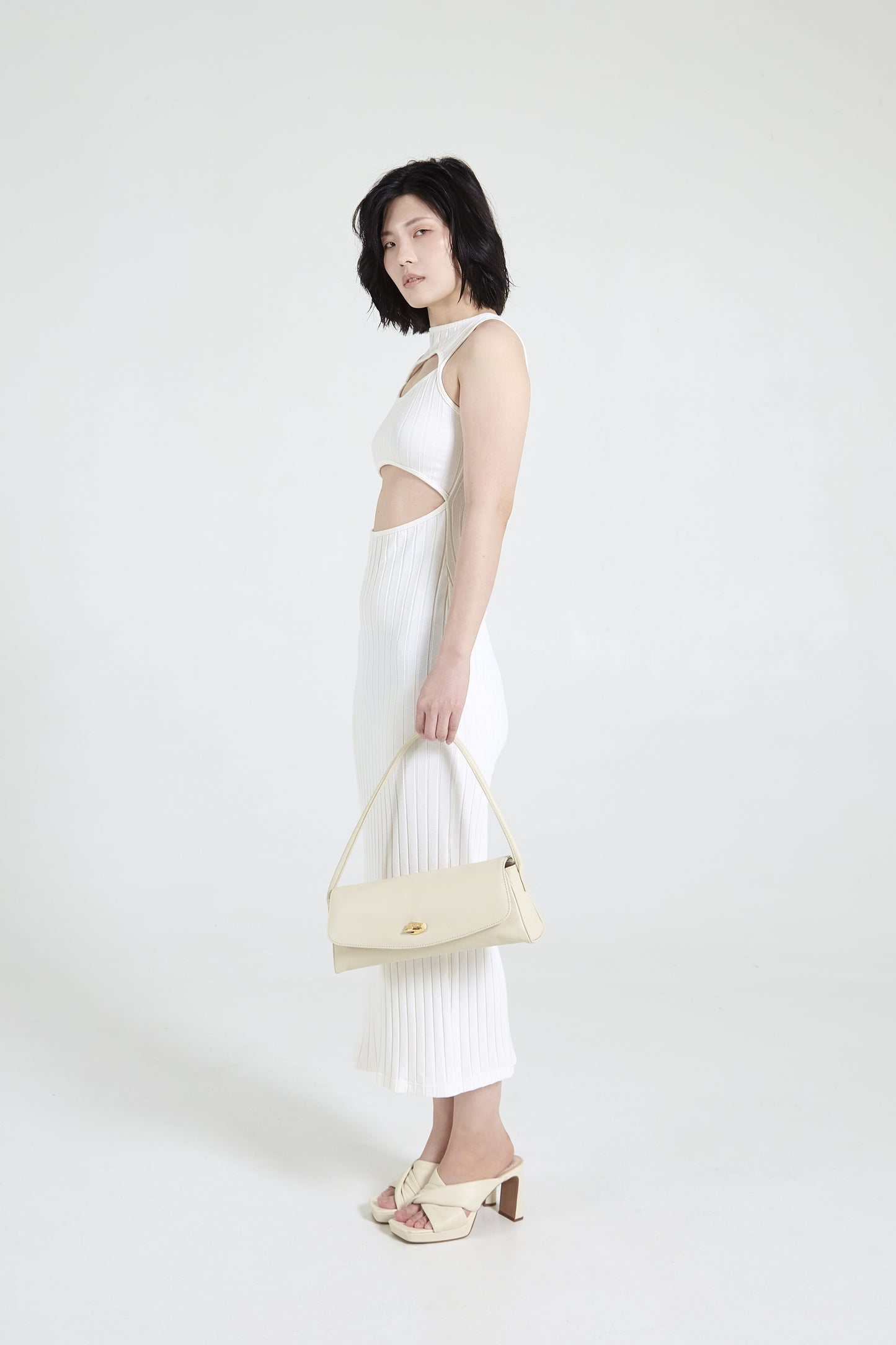 Cannoli M Cream Leather Bag